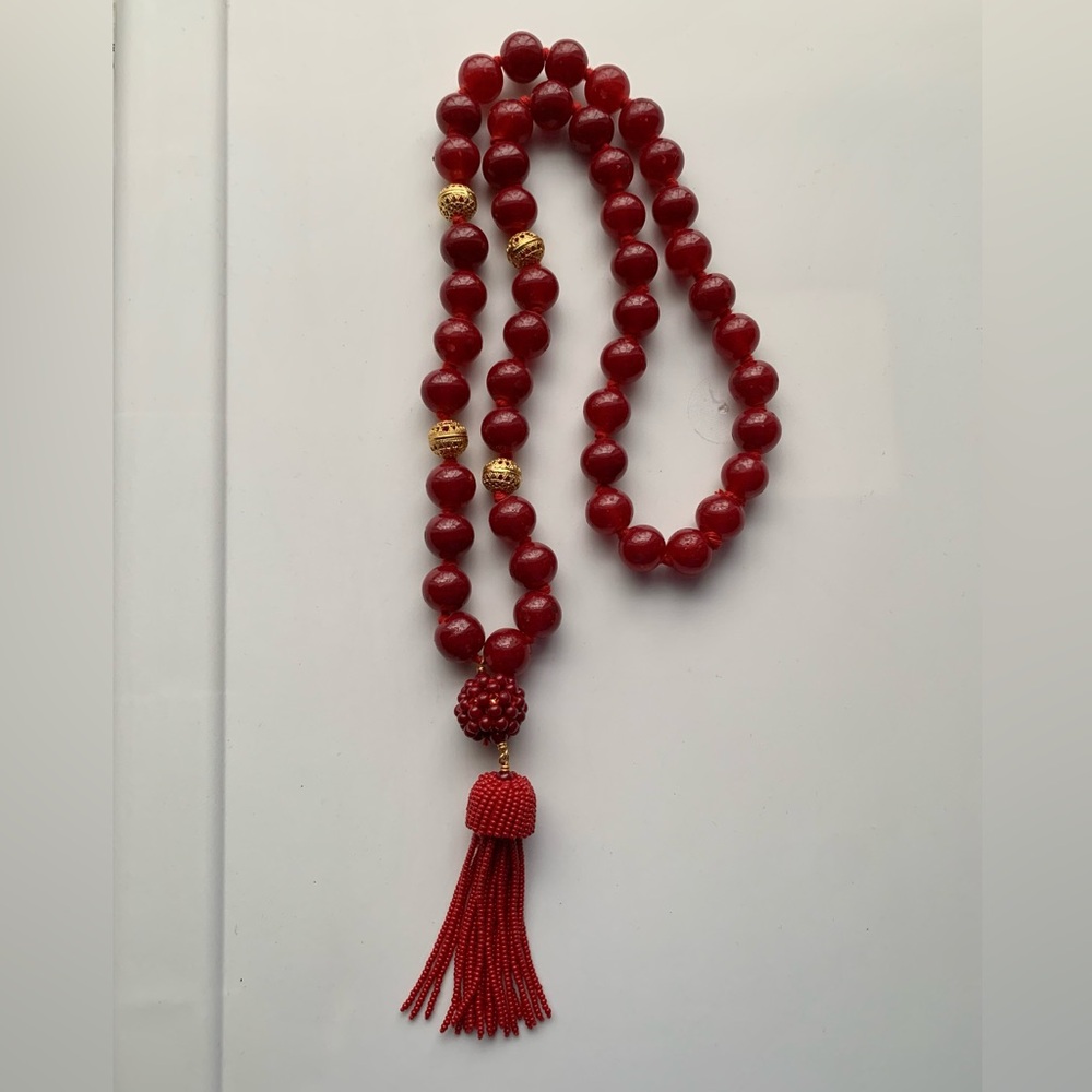 Lisi Lerch red long beaded tassel necklace - Picture 2 of 5